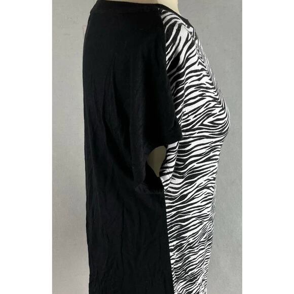 Ellen Tracy Large Top Black Short Sleeve Round Neck Rayon Polyester Blend - Picture 9 of 10